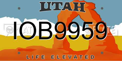 IOB9959 Utah License Plate