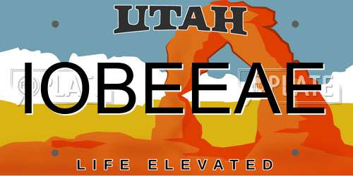 IOBEEAE Utah License Plate