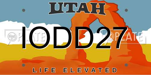 IODD27 Utah License Plate