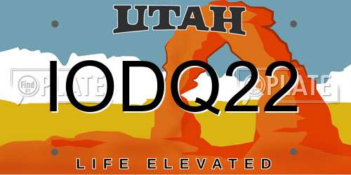 IODQ22 Utah License Plate