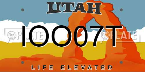IOO07T Utah License Plate