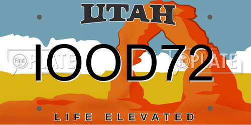 IOOD72 Utah License Plate