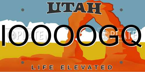 IOOOOGQ Utah License Plate