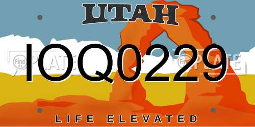 IOQ0229 Utah License Plate