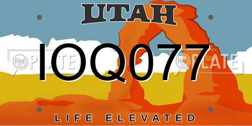IOQ077 Utah License Plate