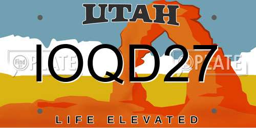 IOQD27 Utah License Plate