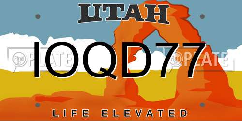 IOQD77 Utah License Plate