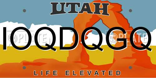 IOQDQGQ Utah License Plate