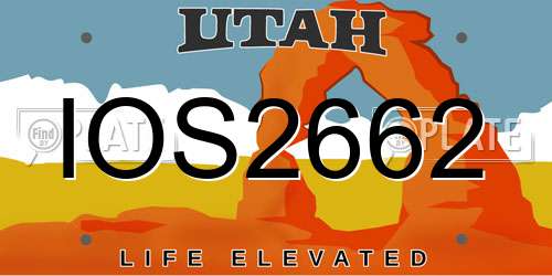 IOS2662 Utah License Plate