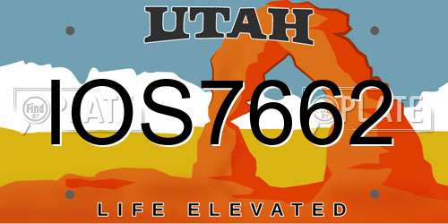 IOS7662 Utah License Plate