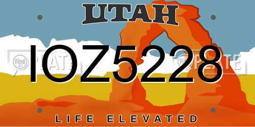 IOZ5228 Utah License Plate
