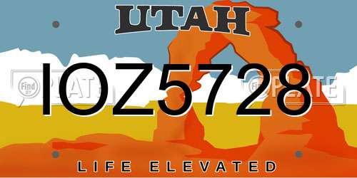 IOZ5728 Utah License Plate