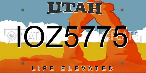 IOZ5775 Utah License Plate