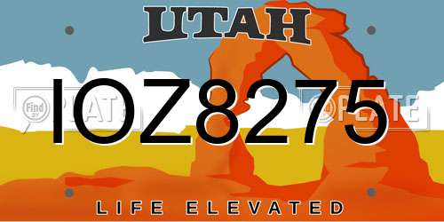 IOZ8275 Utah License Plate