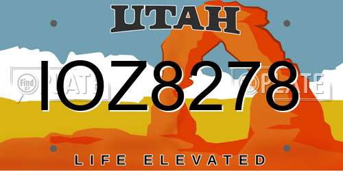 IOZ8278 Utah License Plate