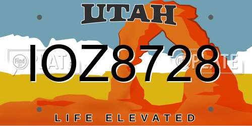 IOZ8728 Utah License Plate
