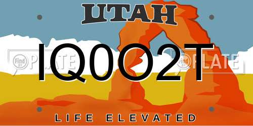 IQ0O2T Utah License Plate