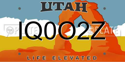 IQ0O2Z Utah License Plate