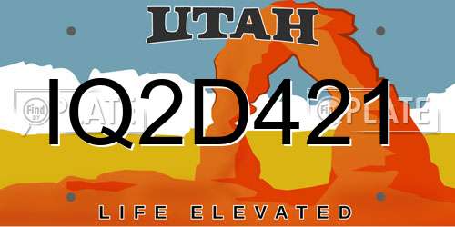 IQ2D421 Utah License Plate