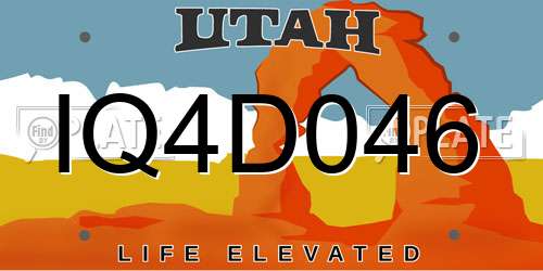 IQ4D046 Utah License Plate