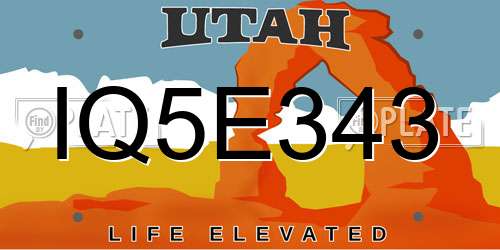 IQ5E343 Utah License Plate