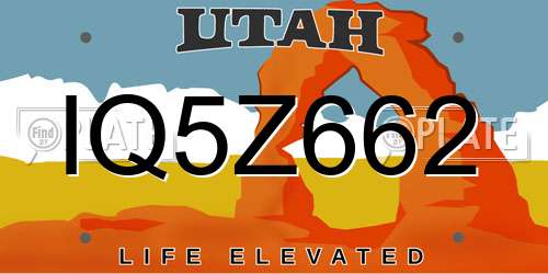 IQ5Z662 Utah License Plate