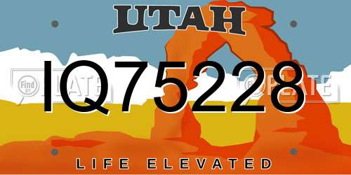 IQ75228 Utah License Plate