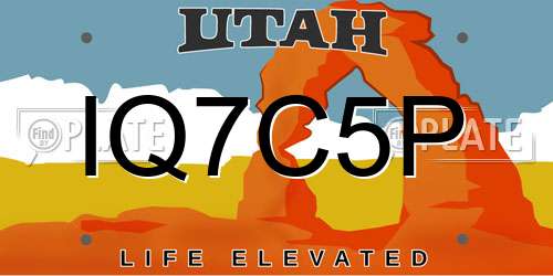 IQ7C5P Utah License Plate