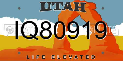 IQ80919 Utah License Plate