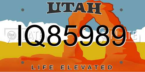 IQ85989 Utah License Plate