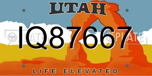 IQ87667 Utah License Plate