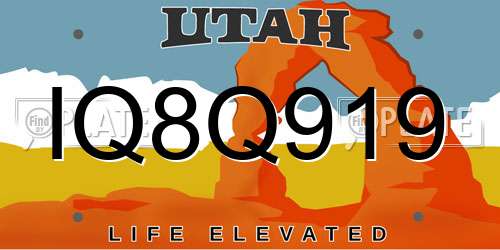 IQ8Q919 Utah License Plate