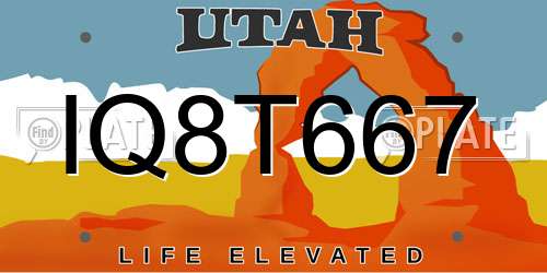 IQ8T667 Utah License Plate