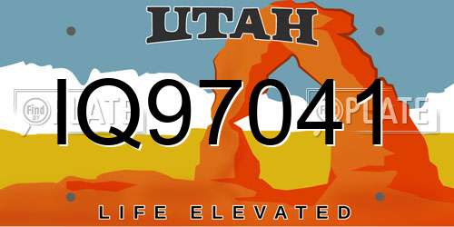 IQ97041 Utah License Plate