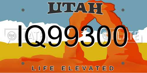 IQ99300 Utah License Plate