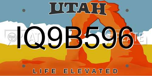 IQ9B596 Utah License Plate