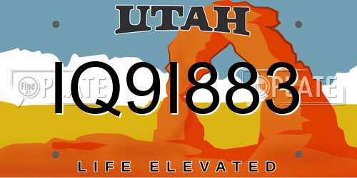 IQ9I883 Utah License Plate