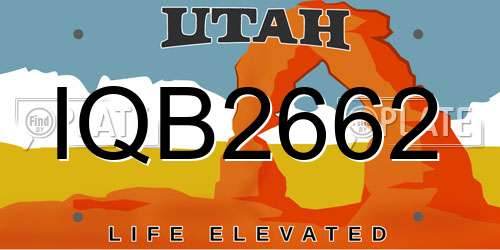 IQB2662 Utah License Plate