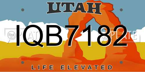 IQB7182 Utah License Plate