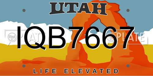 IQB7667 Utah License Plate