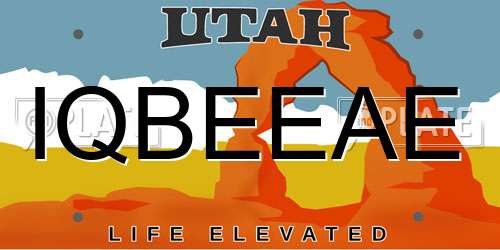 IQBEEAE Utah License Plate