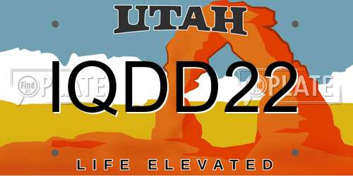 IQDD22 Utah License Plate