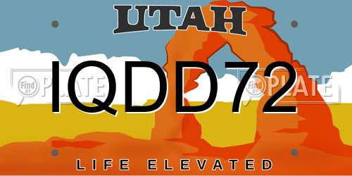 IQDD72 Utah License Plate