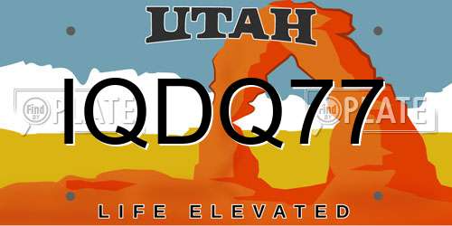 IQDQ77 Utah License Plate