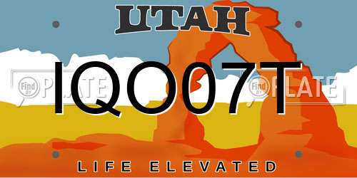 IQO07T Utah License Plate