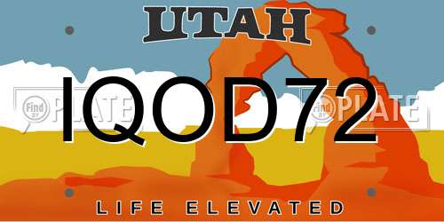 IQOD72 Utah License Plate