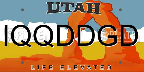 IQQDDGD Utah License Plate