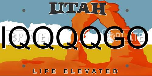 IQQQQGO Utah License Plate