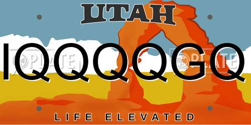 IQQQQGQ Utah License Plate