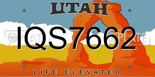 IQS7662 Utah License Plate